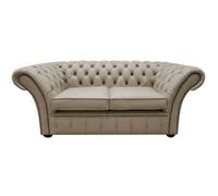 Chesterfield 2 Seater Sofa Settee Shelly Pebble Leather In Balmoral Style