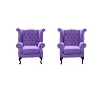 Chesterfield 2 X Chairs Verity Purple Fabric Chairs Offer In Queen Anne Style