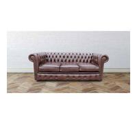 Chesterfield 3 Seater Antique Brown Leather Sofa In Classic Style