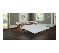 Chesterfield 3 Seater Antique Gold Leather Sofabed In Buckingham Style