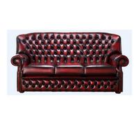 Chesterfield 3 Seater Antique Oxblood Red Leather Sofa Bespoke In Monks Style