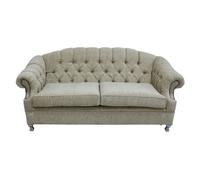 Chesterfield 3 Seater Camden Ripple Honey Fabric Sofa Bespoke In Victoria Style