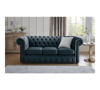 Chesterfield 3 Seater Fabric Malta Peacock 04 Sofa