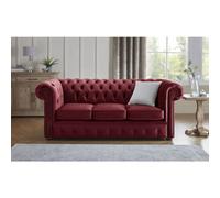 Chesterfield 3 Seater Fabric Malta Red 14 Sofa