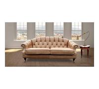 Chesterfield 3 Seater Old English Parchment Real Leather Sofa In Custom Made Victoria Style