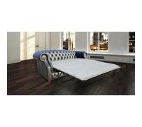 Chesterfield 3 Seater Shelly Black Leather Sofabed Bespoke In Buckingham Style