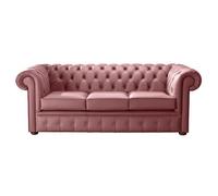 Chesterfield 3 Seater Shelly Brick Red Leather Sofa Bespoke In Classic Style