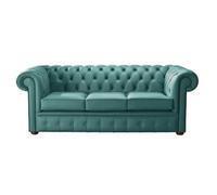 Chesterfield 3 Seater Shelly Dark Teal Leather Sofa Bespoke In Classic Style