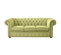 Chesterfield 3 Seater Shelly Field Green Leather Sofa Bespoke In Classic Style