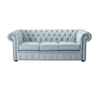 Chesterfield 3 Seater Shelly Parlour Blue Leather Sofa Bespoke In Classic Style