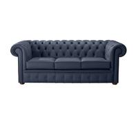 Chesterfield 3 Seater Shelly Suffolk Blue Leather Sofa Bespoke In Classic Style