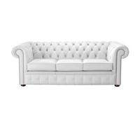 Chesterfield 3 Seater Shelly Winter White Leather Sofa Bespoke In Classic Style