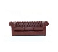 Chesterfield 3 Seater Sofa Old English Hazel Real Leather In Classic Style
