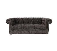 Chesterfield 3 Seater Sofa Settee Belvedere Pewter Grey Fabric In Classic Style