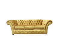 Chesterfield 3 Seater Sofa Settee Shimmer Gold Velvet Fabric In Balmoral Style
