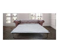 Chesterfield 3 Seater Sofabed Antique Brown Real Leather In Classic Style