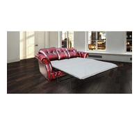 Chesterfield 3 Seater Sofabed Antique Oxblood Red Leather Bespoke In Era Style