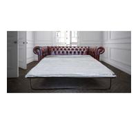 Chesterfield 3 Seater Sofabed Antique Oxblood Red Real Leather In Classic Style