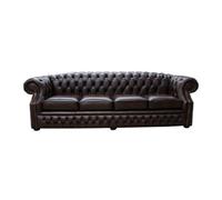 Chesterfield 4 Seater Antique Brown Leather Sofa Custom Made In Buckingham Style