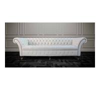 Chesterfield 4 Seater Cream Leather Buttoned Seat Sofa In Balmoral Style