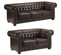 Chesterfield Antique Brown 3+2 Seater Sofa