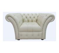Chesterfield Armchair Buttoned Seat Shelly Almond Cream Leather In Balmoral Style