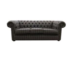 Chesterfield Arnold 3 Seater Sofa Settee Balmoral Fir Wool Tartan Check In Classic Style