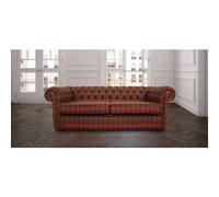 Chesterfield Arnold 3 Seater Sofa Tweed Sandringham Mandarin Check Wool In Classic Style