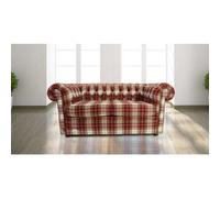 Chesterfield Arnold Wool 2 Seater Sofa Settee Fernie Red Tweed Check In Classic Style