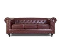 Chesterfield Bonded Leather Sofa - 3 Seater Bravich LTD Brown Armchair
