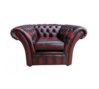 Chesterfield Club Chair Antique Oxblood Red Real Leather In Balmoral Style