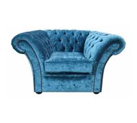 Chesterfield Club Chair Modena Peacock Blue Velvet In Balmoral Style