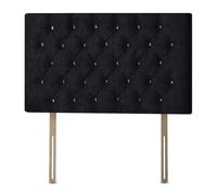 Chesterfield Diamante Frame Divan Bed Headboard | Crushed Velvet Fabric Headboards for 3ft single bed Frame | Elegant design with wooden material headboards for beds (Black,3ft Single Height-20inch)