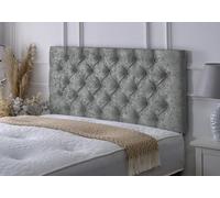 Chesterfield Diamante Frame Divan Bed Headboard | Crushed Velvet Fabric Headboards for 3ft single bed Frame | Elegant design with wooden material headboards for beds (Gray,3ft Single Height-20inch)