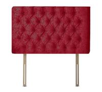 Chesterfield Diamante Frame Divan Bed Headboard | Crushed Velvet Headboards for 4ft6 Double Size Bed | Elegant design with wooden material headboards for beds (Red, 4ft6 Double Height-20inch)