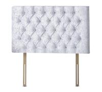 Chesterfield Diamante Frame Divan Bed Headboard | Crushed Velvet Headboards for 4ft6 Double Size Bed | Elegant design with wooden material headboards for beds (White, 4ft6 Double Height-20inch)