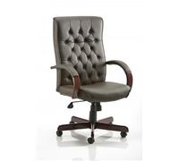 Chesterfield Executive Chair Brown Bonded Leather With Arms - EX