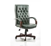 Chesterfield Executive Chair Green Bonded Leather With Arms - EX