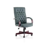 Chesterfield Executive Chair With Arms Green Leather