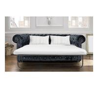 Chesterfield Genuine Crystal Diamond 3 Seater Sofa Bed Black Velvet Fabric In Classic Style