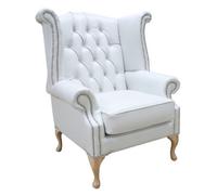 Chesterfield Georgian High Back Wing Chair Old English Ghost Leather In Queen Anne Style