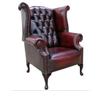 Chesterfield Handmade 1780 High Back Wing Chair Antique Oxblood Red Real Leather