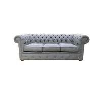 Chesterfield Handmade 3 Seater Bacio Smoke Grey Fabric Sofa In Classic Style