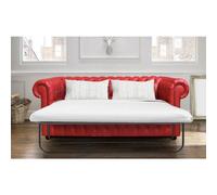 Chesterfield Handmade 3 Seater Sofa Bed Red Faux Leather In Classic Style
