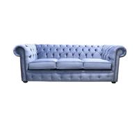Chesterfield Handmade 3 Seater Sofa Medici Air Force Blue Fabric In Classic Style