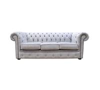 Chesterfield Handmade 3 Seater Sofa Odyssey Silver Velvet Fabric In Classic Style