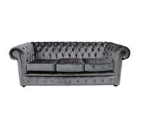 Chesterfield Handmade 3 Seater Sofa Settee Boutique Storm Black Velvet Fabric In Classic Style