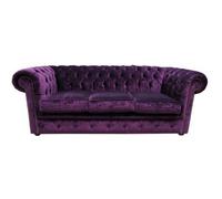 Chesterfield Handmade 3 Seater Sofa Settee Modena Aubergine Purple Velvet Fabric In Classic Style