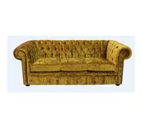 Chesterfield Handmade 3 Seater Sofa Settee Modena Gold Velvet Fabric In Classic Style
