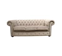 Chesterfield Handmade 3 Seater Sofa Settee Odyssey Parchment Cream Fabric In Classic Style